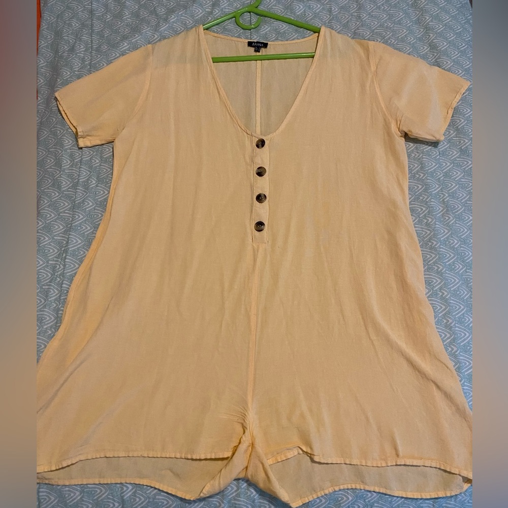 Linen Button Front Romper